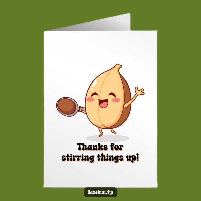 Hilarious Free Printable Thank You Card: Dancing Hazelnut w/ Spoon, Fun Downloadable Gift