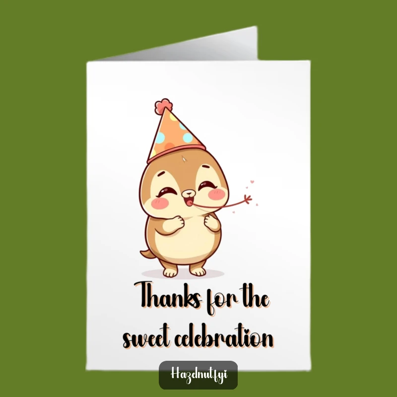 Free Printable Thank You Card: Cheerful Hazelnut Party Blowout - Funny Downloadable Appreciation Gift