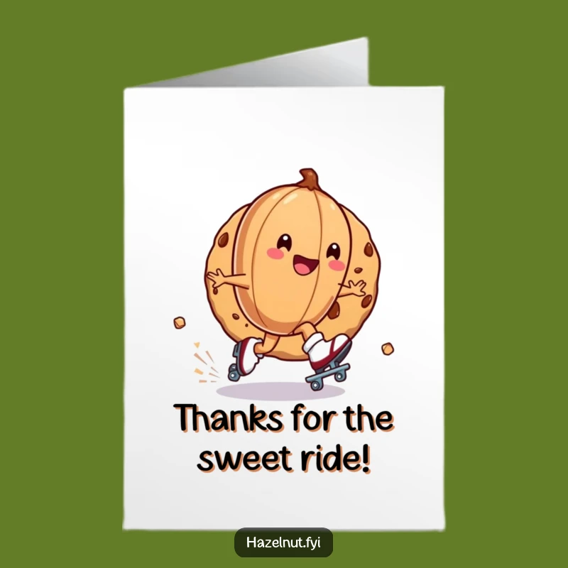 Free Printable Funny Roller Skate Hazelnut Thank You Card - Swift Gratitude Downloadable