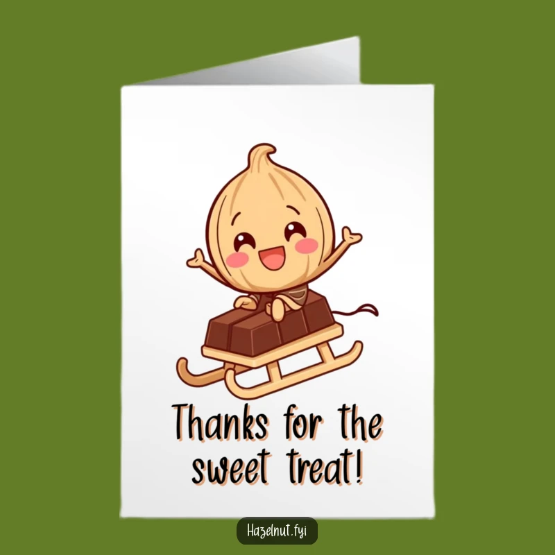 Free Printable Hazelnut Chocolate Sled Card: Funny Thanks Downloadable, Perfect DIY Gift!