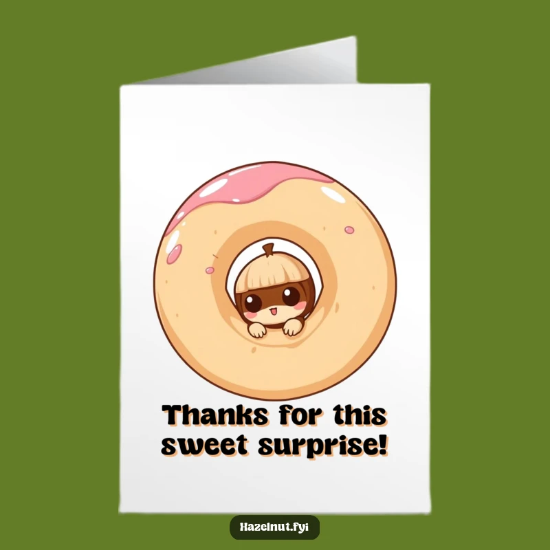 Hilarious Free Printable Thank You Card: Hazelnut in Doughnut, Sweet Downloadable Gift of Thanks
