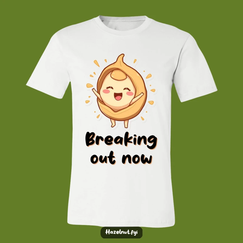 Funny Hazelnut Burst T-Shirt: Exuberant Character Tee for Happy Moments