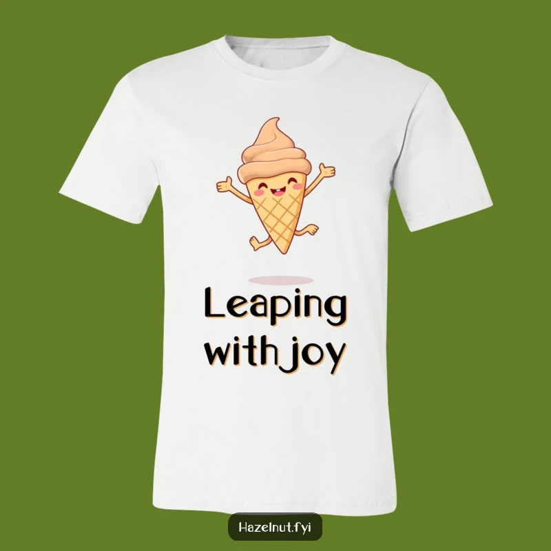 Funny Hazelnut Ice Cream Cone Leap T-Shirt: Wear Your Joyful Dessert Vibes