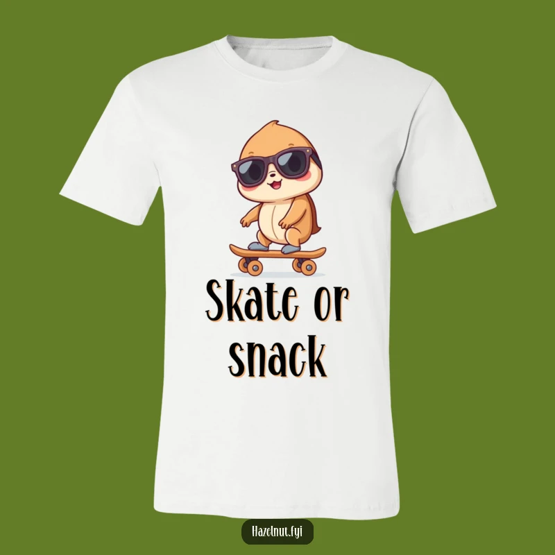 Funny Hazelnut Skater T-Shirt: Cool Nut on a Skateboard, Hilarious Gift for Him or Her