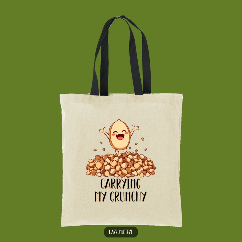 Funny Excited Hazelnut Tote Bag - Joyful Crunch Carry-All Gift
