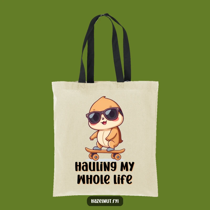 Funny Hazelnut Skater Tote Bag: Carry Your Gear with this Cool Nut, Great Gift!