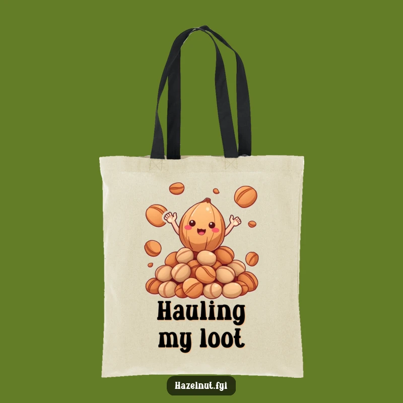 Funny Hazelnut Tote Bag: Roasted Nut Pile Wave Funny Gift Accessory
